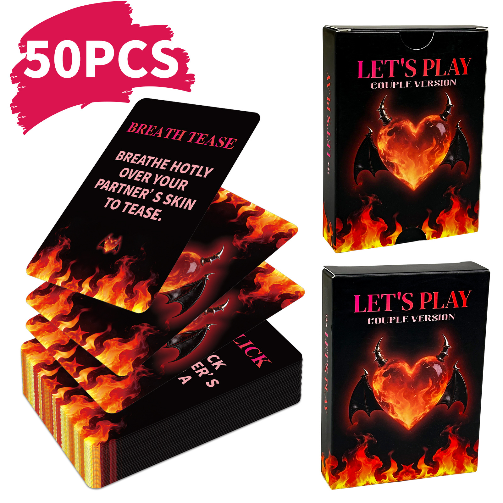 TEMUning yangi 50 ta rangli kartochkali juftlik kartalari to'plami, juftliklar yotoq xonalari uchun qiziqarli interaktiv o'yin kartalari, zavod ulgurji savdosi.