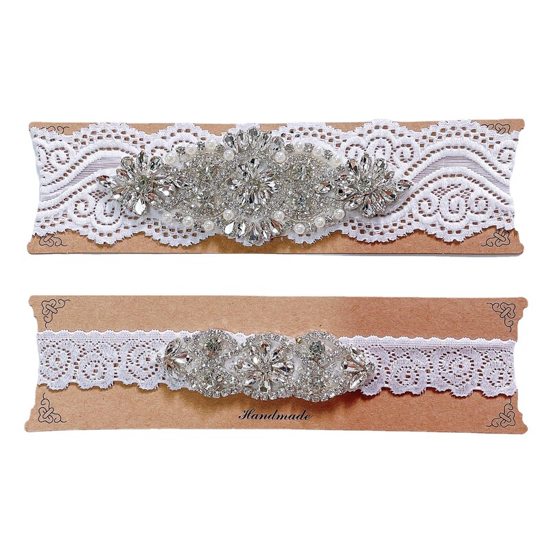 LW55 new bridal rhinestone lace stockings with European and American wedding accessories sexy garter elastic thigh loop