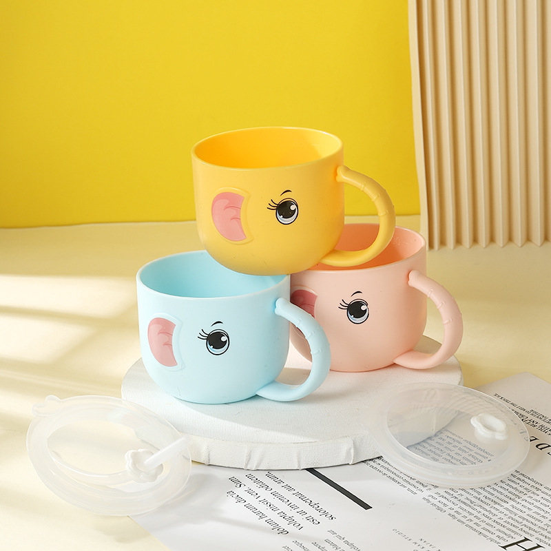 Directo de fábrica de dibujos animados elefante taza de agua niños taza de paja taza de beber bebé taza de leche materna y regalos del niño