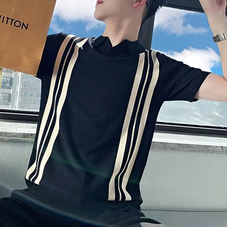 Mayorista masculino juvenil japonés nueva moda polo camisa de verano perezosa tendencia de color puro simple estándar de manga corta