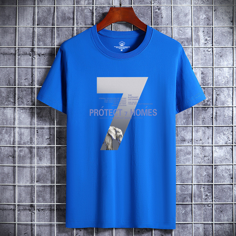 Camiseta de manga corta para hombres de verano nuevo cuello redondo de algodón de moda más tamaño de los hombres de Hong Kong estilo estudiante top de fondo entrega de media manga