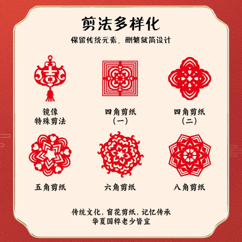 2024 New Year Paper-cut Children's DIY Handmade Primary School Window Decoration Semi-finished Production Materials Year of the Dragon Paper-cut