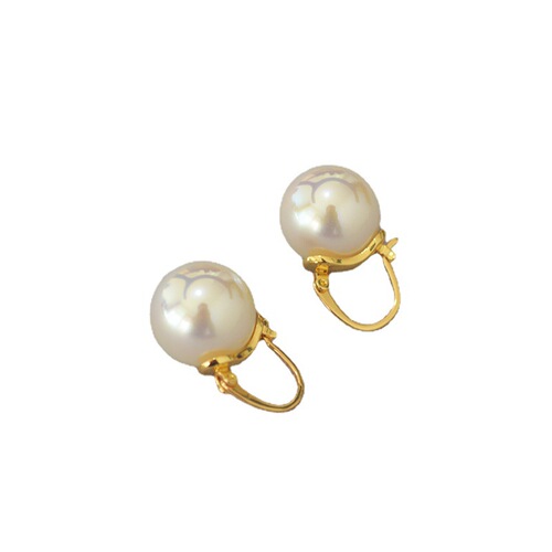 Korean version of high-gloss colorful large pearls, simple and versatile, daily commuting, fashionable OL brass gold-plated earrings, earrings and earrings