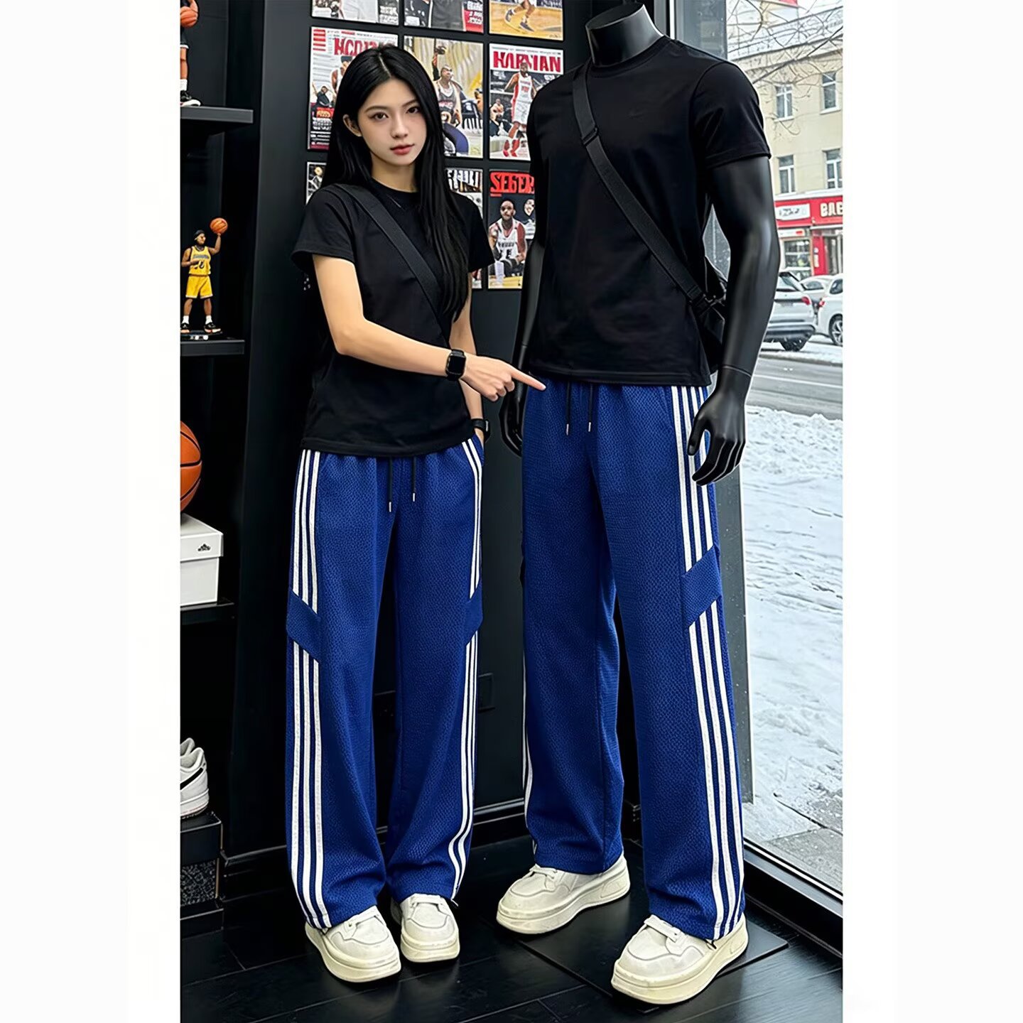 Girls' autumn and winter fleece-lined pants, 2026 new style, spring and autumn children's thickened black denim jeans, big kids' straight leg wide-leg pants
