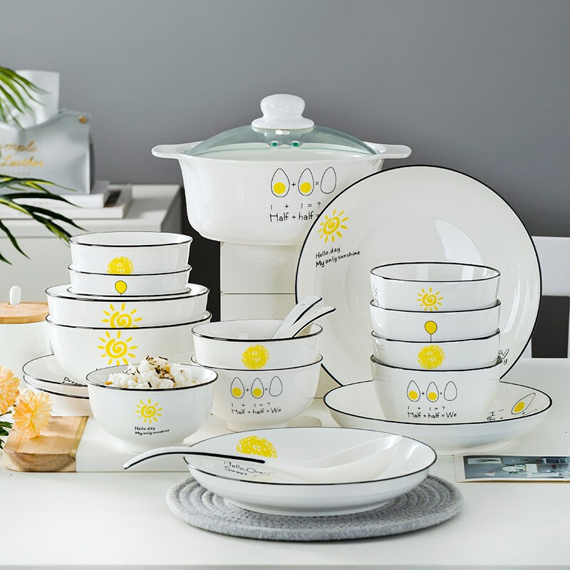 Internet Celebrity Bowl and Dish Set Ceramic Tableware Dish Plate Scandinavian Household Bowl and Dish Creative Gift Bowl and Chopsticks Set Internet Celebrity Bowl and Dish Set Ceramic Tableware Dish Plate Scandinavian Household Bowl and Dish Creative Gift Bowl and Chopsticks Set