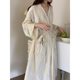 South Korea foreign trade Women's ins Autumn New nightgown elegant home wear women's breathable loose belt long bathrobe