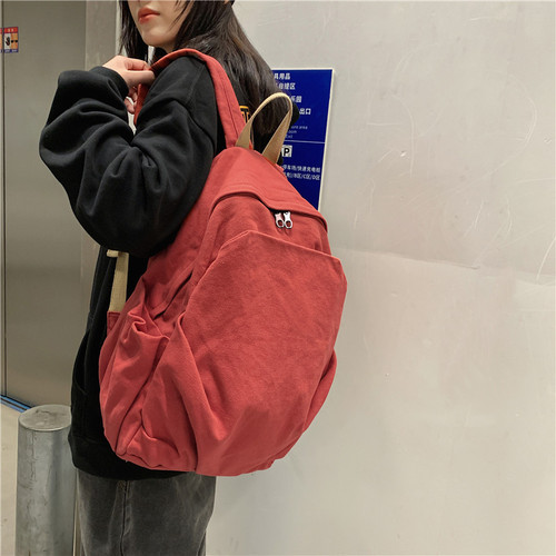 School bag female ins style retro forest canvas backpack Japanese style Harajuku high school college student simple versatile backpack