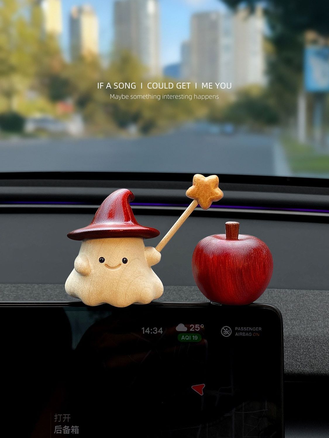 Car Ornament [Cast a Magic Spell for a Safe Journey] Screen Center Console Decorative Interior Accessory