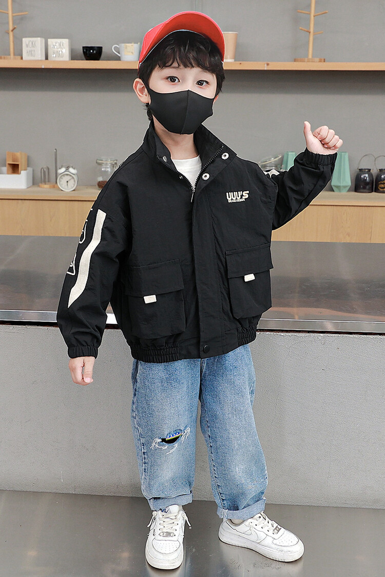 Sprint Suit 2023 Spring and Autumn New Children's Standing Neck Windbreaker Boys' Handsome Versatile_voghion.com