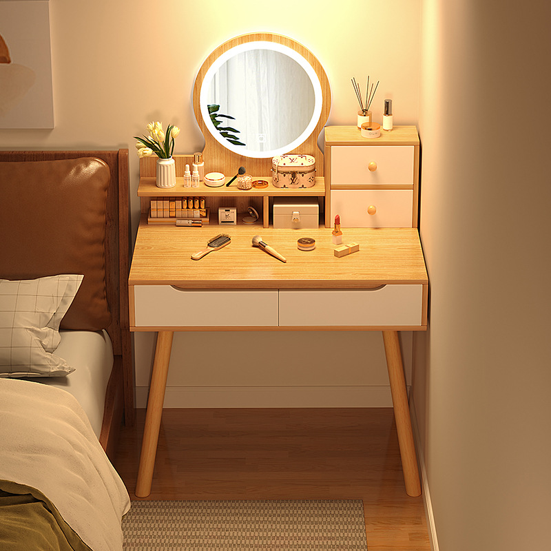 Nordic Style Dressing Table Bedroom Simple Modern Small Apartment Bedside Table Makeup Table Makeup Cabinet Integrated Makeup Table