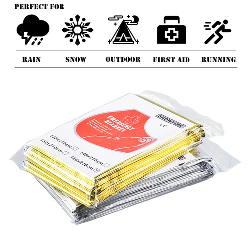 Cross-border emergency aluminum foil blanket survival equipment outdoor polyester film warm blanket large double-sided insulation blanket camping blanket
