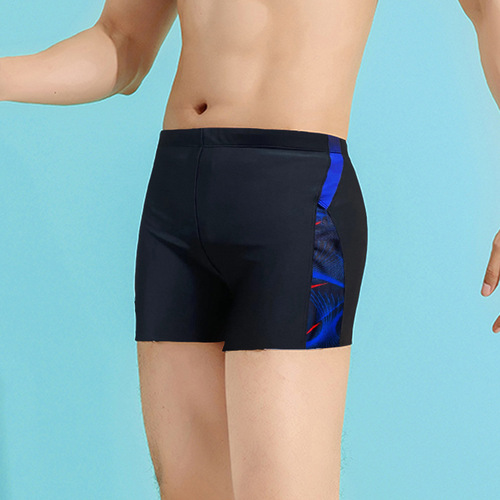 Men's Swim Trunks Fashion Print Loose Comfortable Plus Size Flat-Bottom Professional Sports Quick-Dry Swim Trunks