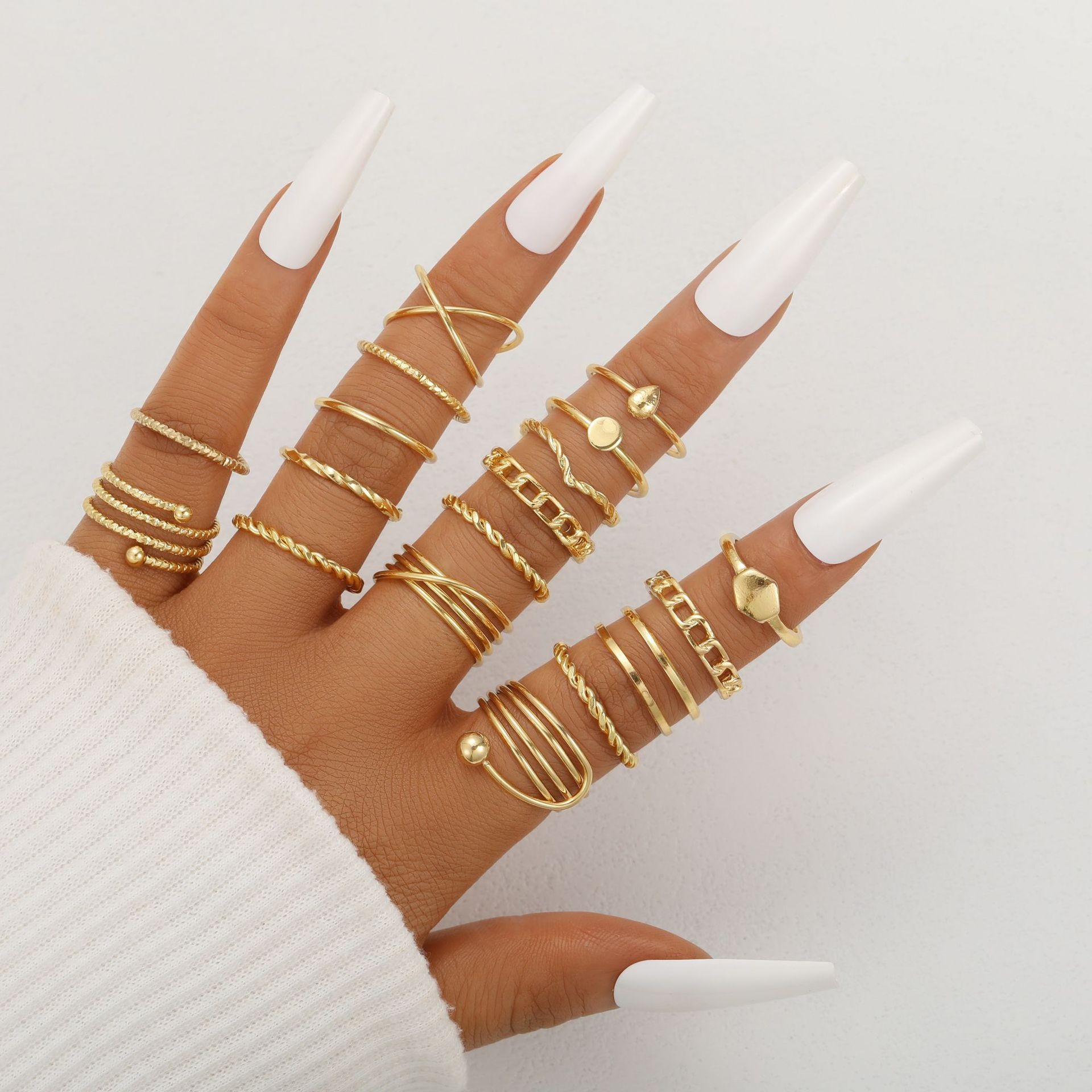 Guoxiu europeo y americano transfronterizo venta caliente mariposa amor abierto multi-conjunto anillo 22 piezas conjunto pulsera temperamento de la moda de las mujeres