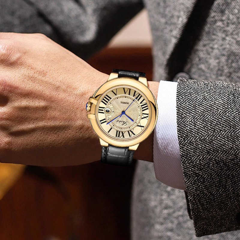Wokai New Gold Large Dial Watch Business Style Men's and Women's Quartz Watch Trendy Watch Design Vintage Design