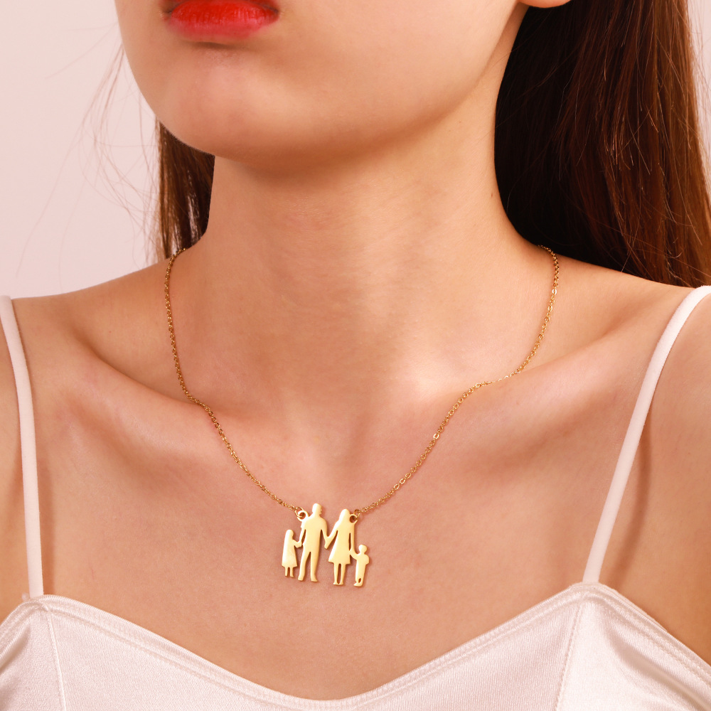 Retro Human Geometric Stainless Steel Pendant Necklace Plating Stainless Steel Necklaces