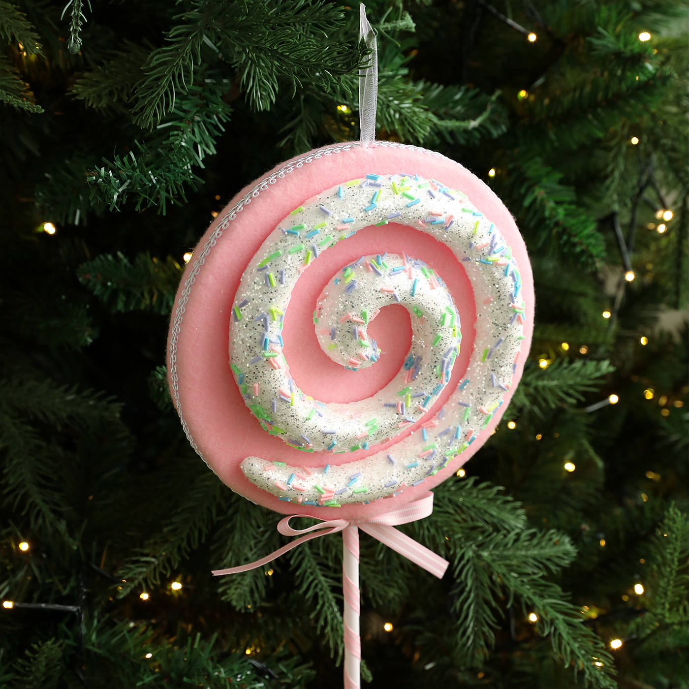 Color transfronterizo Lollipop espuma caramelo polvo pegajoso color árbol de Navidad ventana decoración colgante decoración colgante