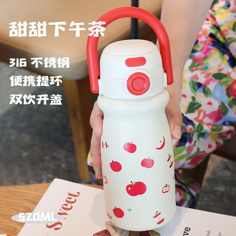 卡通拎拎壶316不锈钢儿童保温杯高颜值女便携手提双饮吸管水杯|undefined