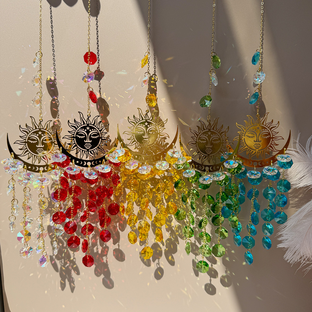 90g Weight Suncatcher, Wind Chime Home Textiles & Decor Type 1 Piece Quantity Housewarming, Graduation, Birthday Occasion Crystal Material Sun Pattern Simple Style Style Simple Style Sun Crystal Suncatcher Wind Chime Wall Art 4