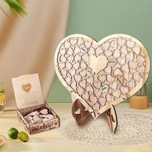 跨境新品婚礼签到留言板镂空爱心毕业寄语礼盒节日喜庆桌面装饰