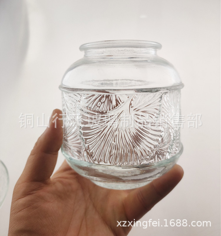 银杏树叶款玻璃蜡烛杯喷色电镀工艺品玻璃罐