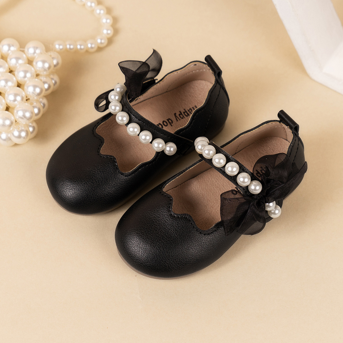 Girls' Lace Bow Princess Shoes 2025 Autumn New Casual Versatile Children's Shallow Soft Sole Leather Shoes