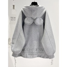 加厚外套加绒卫衣女装冬季新款秋季中长款宽松秋冬夹棉开衫上衣潮