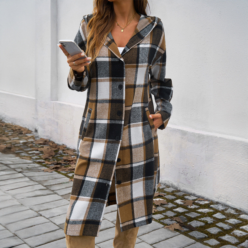 Casual, Loose, Color-Blocking Button-Down Hooded Jackets For Women's Wear In Autumn And Winter_ecoleips.com