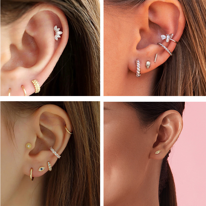 Fashion Geometric Star Sterling Silver Plating Rhinestones Ear Studs 1 Piece display picture 4