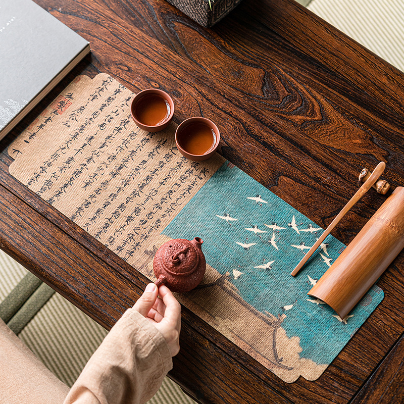 One person tea mat mat small size dry bubble table brocade double-sided waterproof small tea mat master mat fabric tea mat coaster