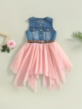 G 27941 Girls' Sleeves Denim Dress Ůͯţ������ȹ �羳��