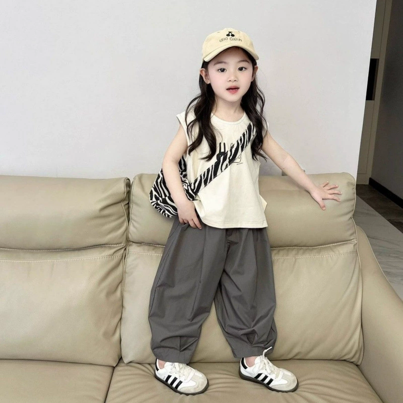 Летний хеджный набор для девочек 2025 новый взрывной детский газ тонкий летний костюм против комаров брюки для детей из двух частей