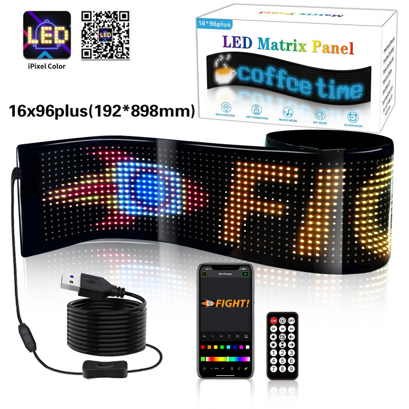 Nuevos productos de pantalla blanda de automóvil usb de automóvil pantalla de publicidad flexible LEDAPP pantalla inteligente Bluetooth ventana de ventana pantalla a color completo