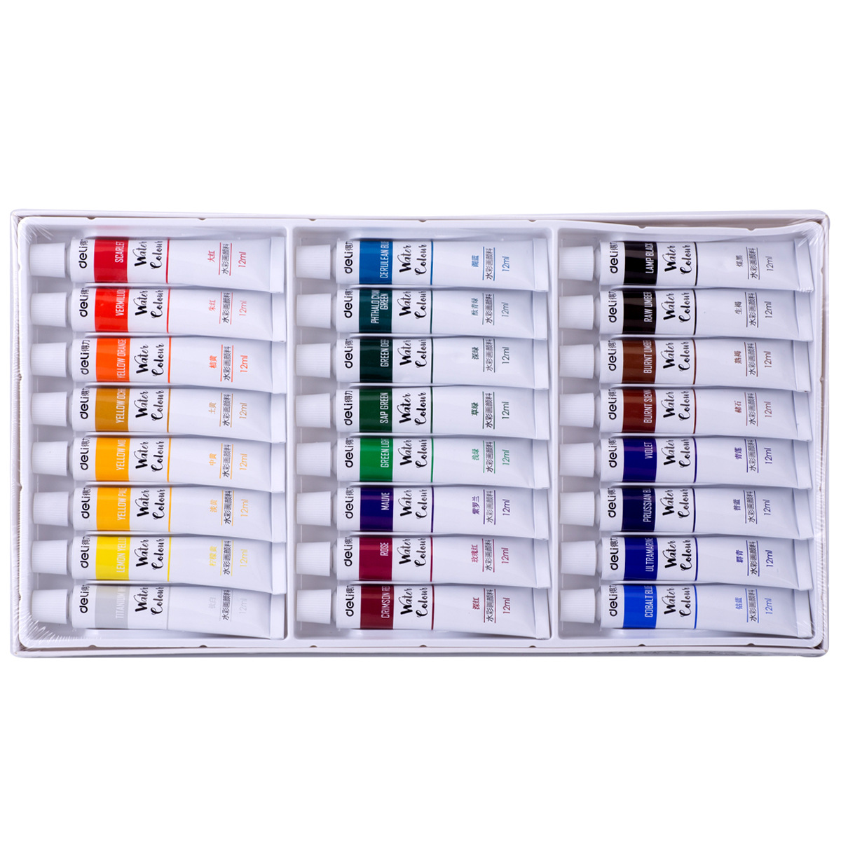 Deli 73852 acuarela gouache pintura traje principiante paleta de lavado de los niños de 24 colores