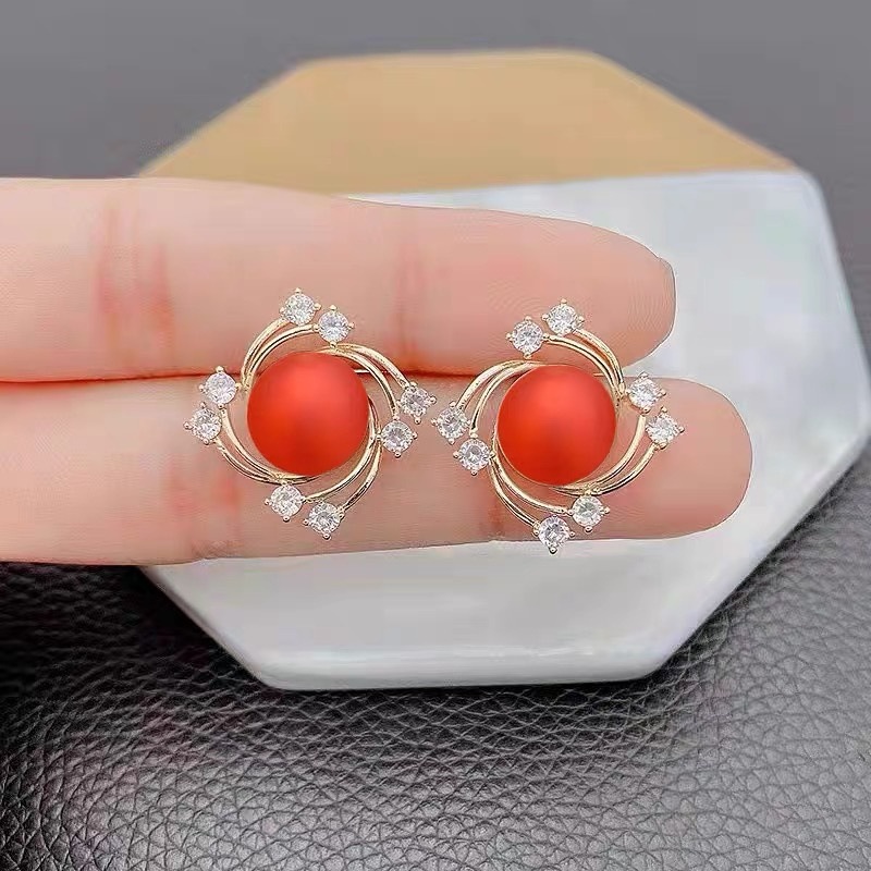 red festive sophisticated elegant long earrings