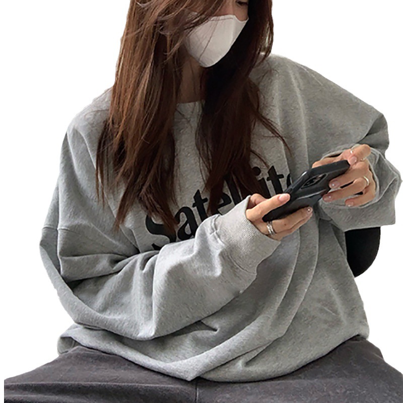 Añadir camisa casual suelta de vello mujer abrigo de otoño y invierno antiguo cuello redondo camisa de manga larga camisa de base superior comercio exterior ropa de mujer coreana