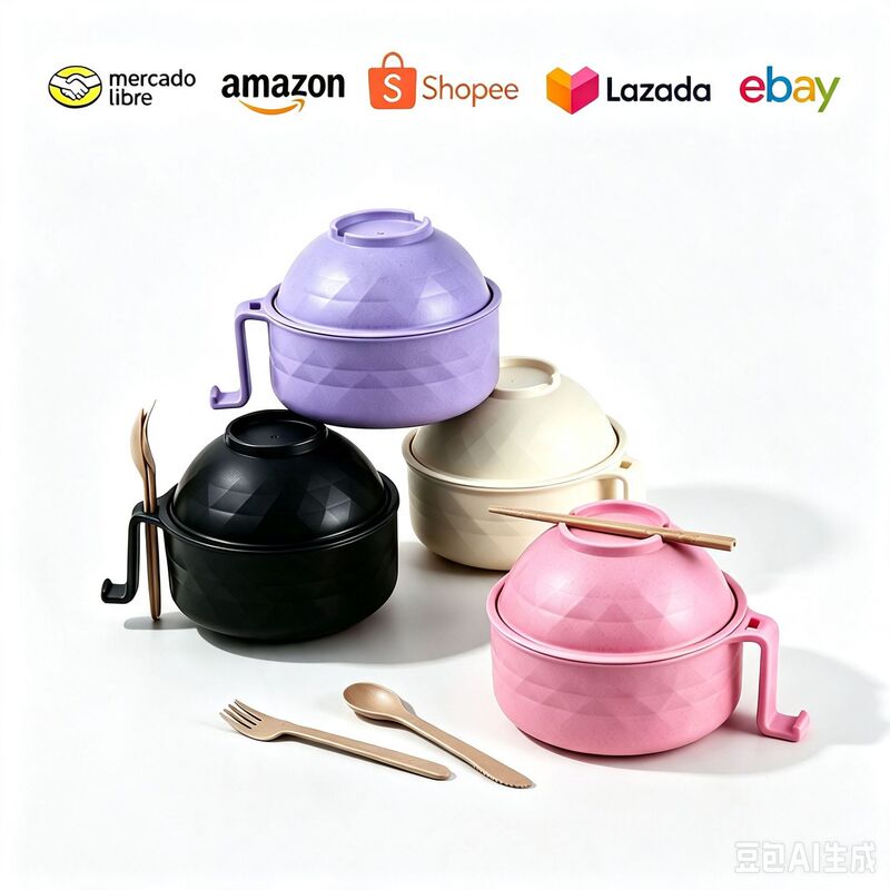 Amazon's Best-Selling Large Ramen Bowl, Noodle Bowl, Wheat Straw Tableware Set with Handle, Wholesale