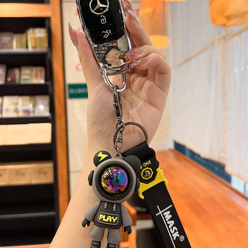 Lightning bear keychain astronaut astronaut soft rubber doll key chain bag pendant car key pendant