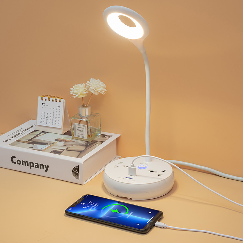 Lámpara de escritorio de comercio electrónico transfronterizo enchufe de lámpara de escritorio multifuncional USB multifuncional para oficina en el hogar LED lámpara de noche enchufe