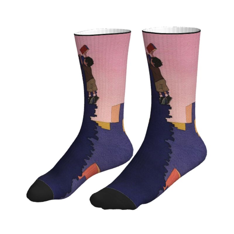 Pod Printed Cross-Border Book Mountain Reading-Themed Boy's Mid-Calf Socks Pod Printed Cross-Border Book Mountain Reading-Themed Boy's Mid-Calf Socks