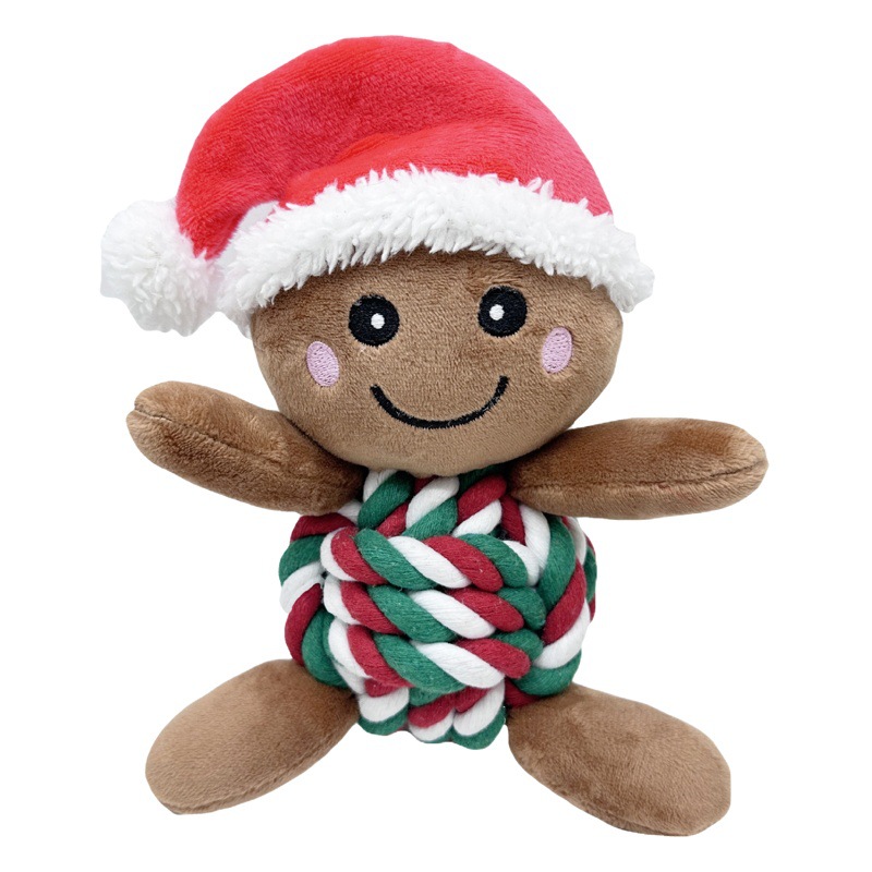 Transfronterizo nuevo Juguete para perros resistente a los mordiscos Pastel de jengibre Juguete para mascotas Juguete para perros resistente a los mordiscos de Navidad