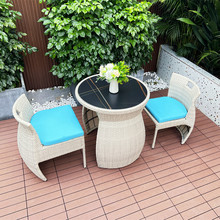 阳台小桌椅三件套小户型家用公寓室外岩板茶几藤椅休闲茶桌组合