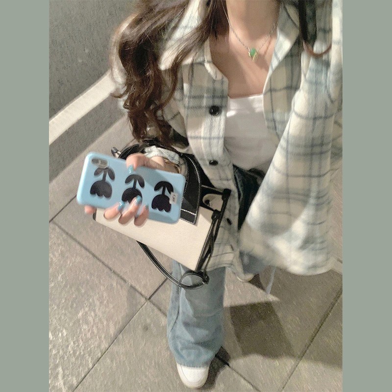 春と秋の新しい緑の格子のシャツのコートの女性の香港風の小さい大衆はカップルのシャツのins潮の学生の上着を設計します。|undefined