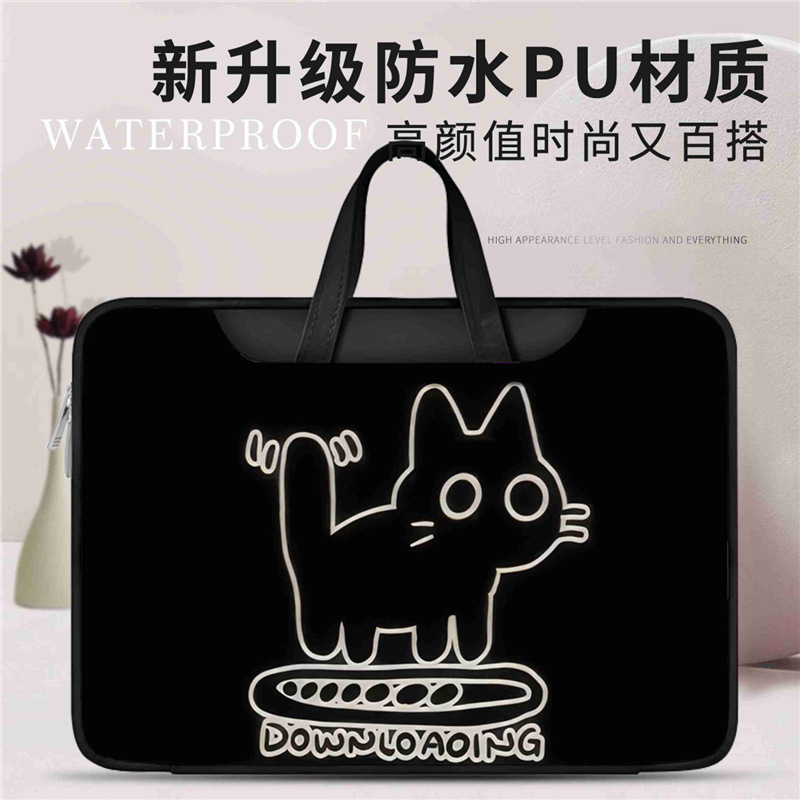 Qiyuan Black Cat Simple Laptop Bag Handbag for Lenovo Small New Protective Cover Huawei Apple