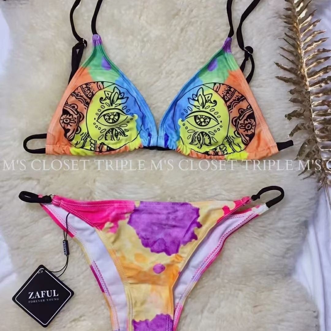 Marca de verano shein comercio exterior sexy bikini fresco bikini con cojín de pecho trajes de baño transfronterizos misceláneos de cola