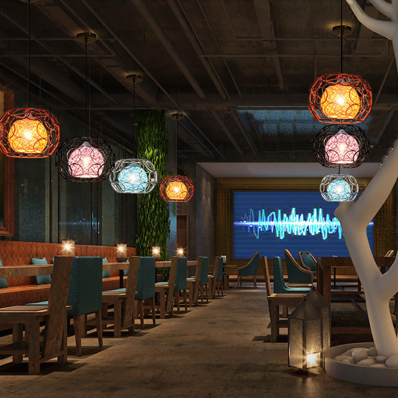 北歐藤麻球餐廳吊燈咖啡廳創意個性陽台過道簡約風格吧檯鐵藝吊燈