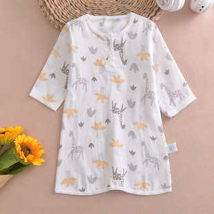 Baby Pajamas, Infant Pure Cotton Gauze Nightgown, Kidsren's Home Robe, Girls' Nightgown, Summer Thin Jumpsuit