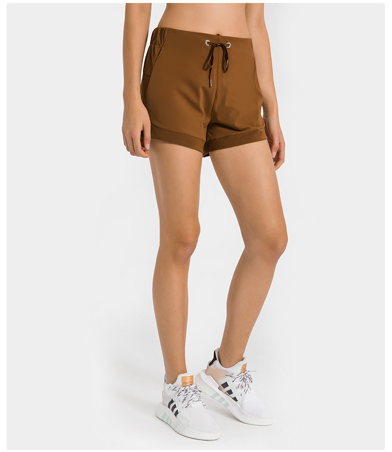 pantalones cortos de yoga transpirables de secado rápido de color sólido NSDQF127135
