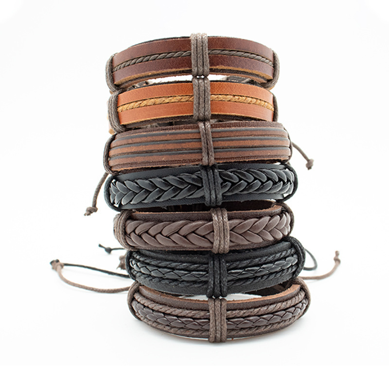 Retro Double-Stitched Leather Bracelet, Simple Drawstring Adjustable Leather Wristband, Versatile Leather Bracelet Jewelry for Couples Retro Double-Stitched Leather Bracelet, Simple Drawstring Adjustable Leather Wristband, Versatile Leather Bracelet Jewelry for Couples