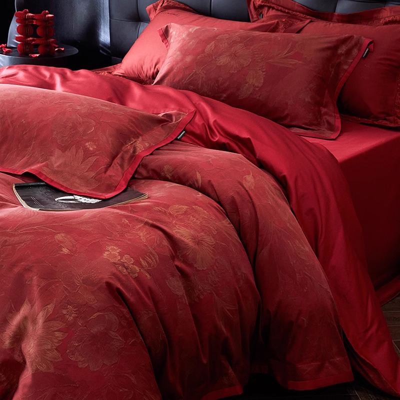 2 Modern Style Wedding Celebration Red Digital Printing High-set Bedding Bedding Bedding Festive Cotton Long-staple Cotton Four-piece Set