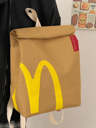  New Personalized Creative School Bag Large Capacity College Student Class Commuting Bag Fashionable Men’s and Women’s Paper Bag